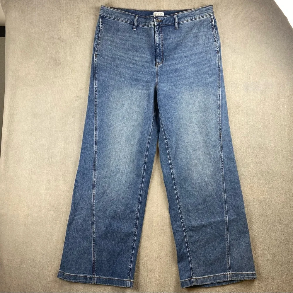 Sofia Vergara-Super HighRise Jean Diana Palazzo 20W Blue  Wide Leg Y2K Plus Size